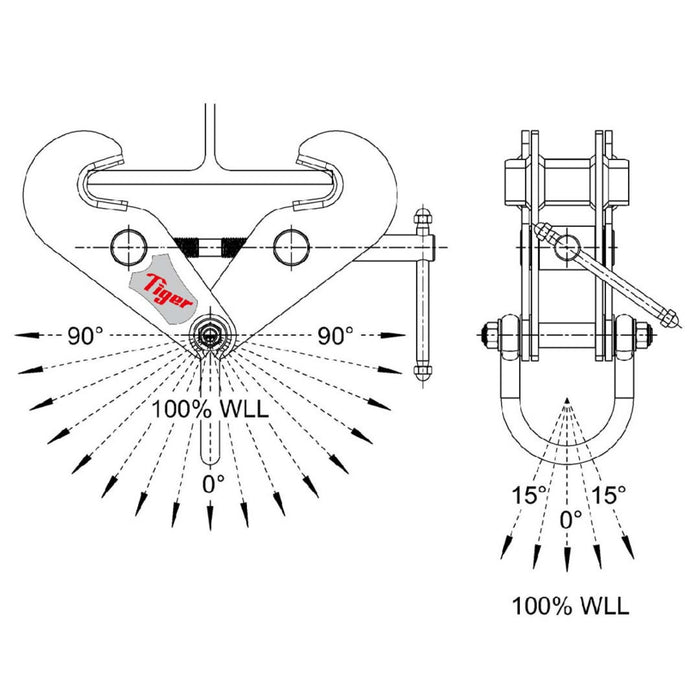 Tiger Fixed Jaw Beam Clamp with Shackle